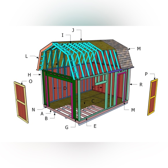 12x16 Barn Shed Plans - Picture 2 of 4
